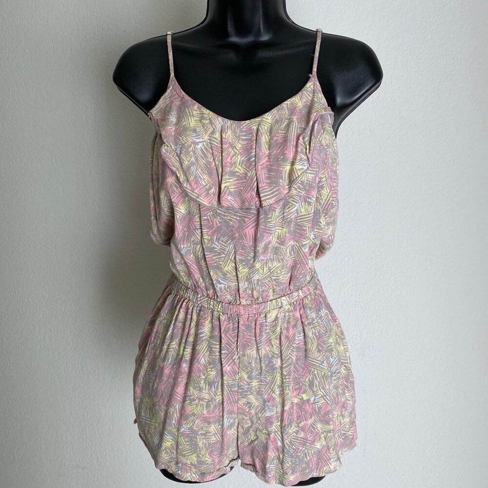 Black Poppy Pink and Yellow Floral Romper